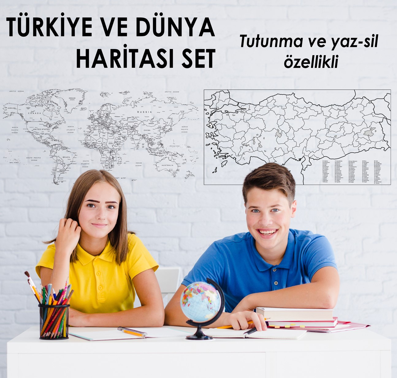 Türkiye ve Dünya Haritası Set